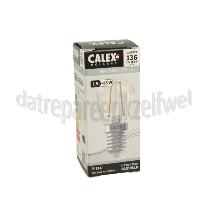 Foto van Calex Ledlamp Filament Schakelbordlamp 240V 1,5 Watt 136 Lumen 2700K E14 T26 Helder 