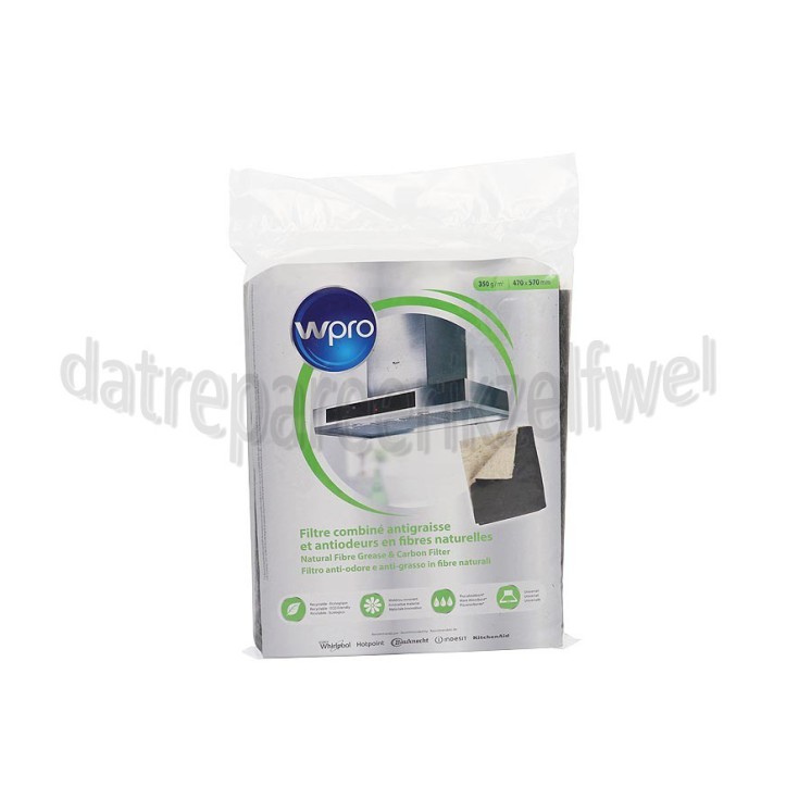 Foto van WPRO Filter Wasemkap koolstof/ Vetfilter Ecologisch Afm. 470 x 570 mm 
