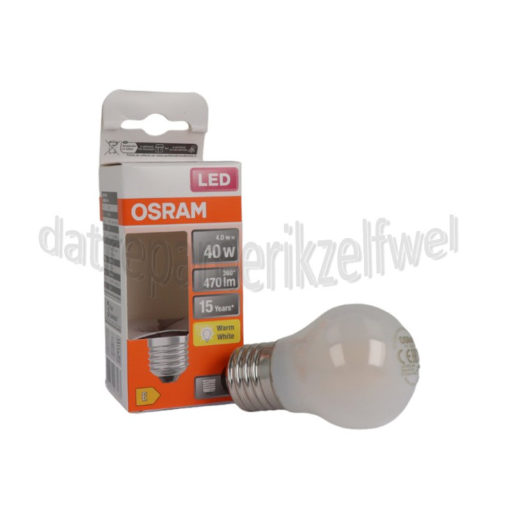Foto van Osram Ledlamp Kogellamp LED Classic P40 4W E27 470lm 2700K Mat 