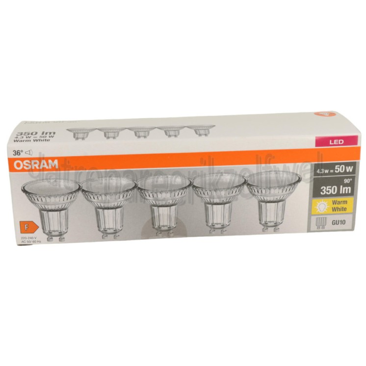 Foto van Osram Ledlamp LED PAR16 36 graden 4,3W GU10 350lm 2700K 