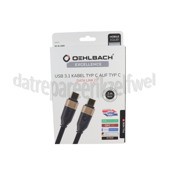 Foto van Oehlbach USB Kabel Data Link CC kabel USB-C 3.1, 2 meter 