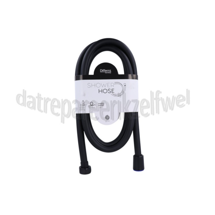 Foto van Differnz Doucheslang mat zwart 1,5 meter PVC, 1/2"" 